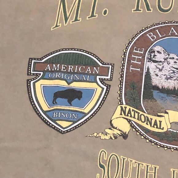 Vintage Mt. Rushmore S.D. Graphic Crew Neck T-Shirt w/Mixed Fabrics 1990s SZ L - Picture 4 of 11